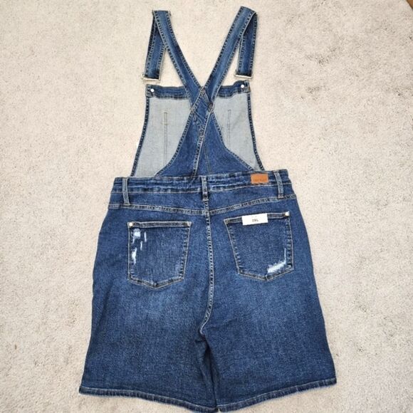 NWT Judy Blue | Dark Wash Denim Overall Shorts Shortalls, Womens 2XL - Picture 3 of 8
